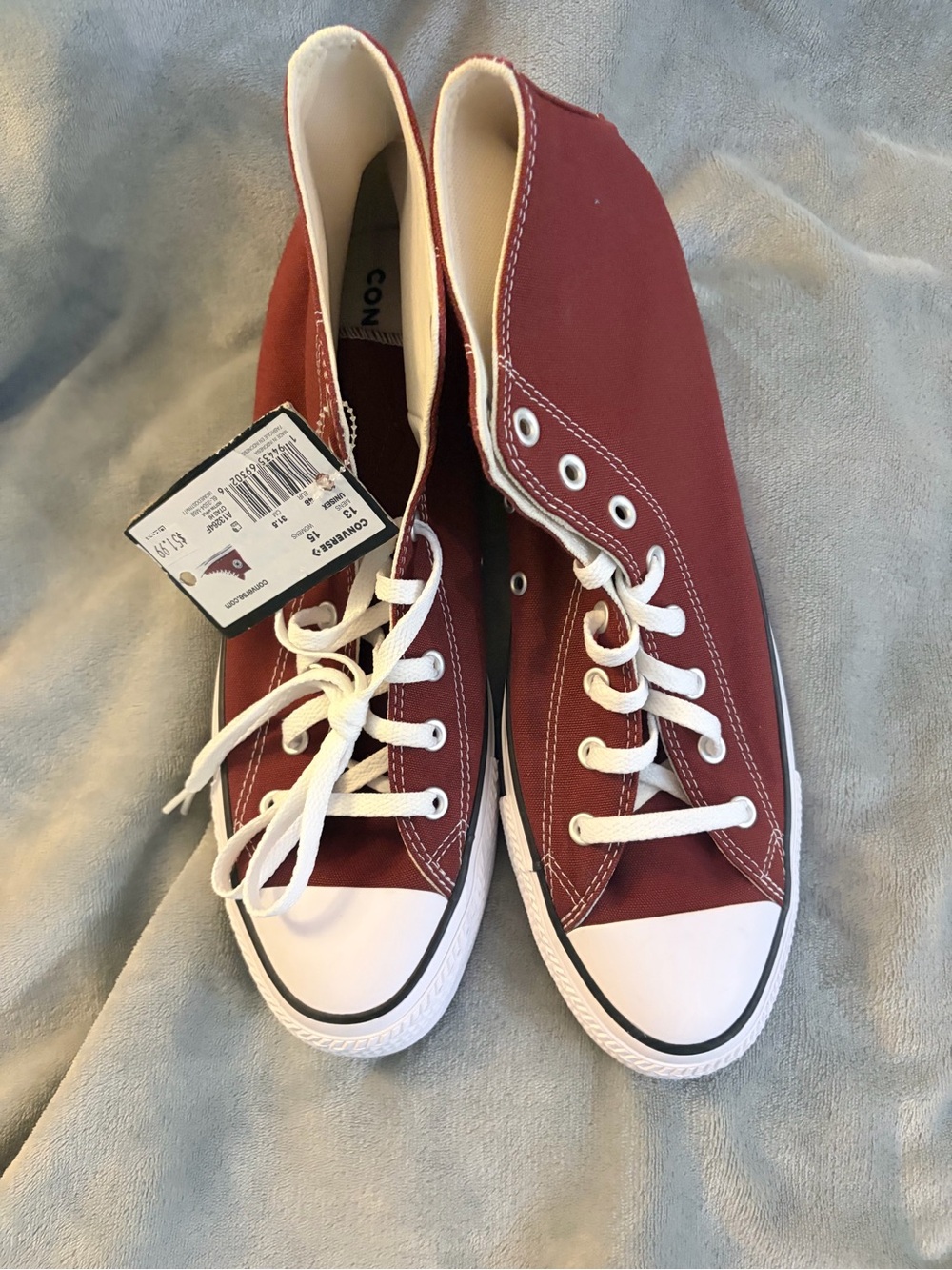 Converse High-Top Canvas Sneakers - Maroon & White